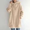 Kadınlar sıcak fermuarlı long hoodies harajuku gündelik kollu kapüşonlu ceket kış sweatshirtler kadın zarif kazaklar 240105