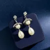 Stud Earrings Western Empress Dowager Silver Saturn Water Drops Long Sparkling Diamond Crystal Ear Studs Clip Two Wear Style Fashion for Women Jewelry I2r7