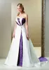 2024 Abito da sposa ricamato bianco e viola Abiti da sposa rustici country Abito da sposa unico taglie forti Sweep Train