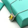 8rte Дизайнерские ювелирные изделия Tiffanyset Ожерелья с подвесками T's New Square Сахарно-желтый бриллиант Ожерелье с ушками Набор гвоздиков Tiktok Live 925 Sterling Si 8704