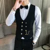 Klänning Vest Men Wedding Suit Vests DoubleBreasted Fashion Classic Wait Coat For Business Casual Barber Work Man 240105