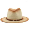 Bérets simples hommes été chapeau de plage Western Cowboy femmes en plein air casquettes de soleil fille paille Sombrero Hombre Cowgirl Jazz casquette