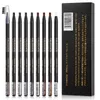 12 stks/doos Haozhuang Waterdichte Wenkbrauwpotlood Bruin Cosmetische Pen Natuurlijke Langdurige Tattoo Brush Make-Up Set Schoonheid 240106
