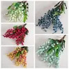 Decorative Flowers Artificial Berry Branch Bouquet Garland Accessories Blue Berries Stems Foam Fake Plants For Home Christmas Decoration