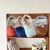 Leuke Korea gebreide hand boodschappentas voor vrouwen Vintage katoen breien meisjes Tote Shopper tas grote vrouwelijke handtas gehaakte tas 240106