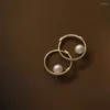Studörhängen riktiga pengar 925 sterling silver 14k guld pärla rund piercing smycken för kvinna grossistföremål med