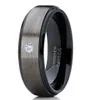 Men039s 8mm Zilver Geborsteld Zwarte rand Tungsten Carbide Ring Diamond wedding band Sieraden voor Mannen AMERIKAANSE Maat 6133249180