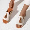 Slippers Kwastje Dames Zomer Mode Antislip Platte Schoenen Voor Buiten Comfortabele Instappers Strandsandalen Met Zachte Zolen