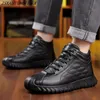 Winter Warmth Snow Shoes Outdoor Genuine Leather Mens Casual Sneakers High Top Lace Wool Plush Short Men Boots Fashion 240106