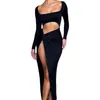 Casual Dresses Hollow Out Dress Women Bandage White Tight midje ärmlös afrikansk sommar 2024 Bodycon Elegant Vestido