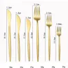 Guldpläterad lyxig silvervaror Flatvaror Diskmaskin Säker 10 -stycken/Set rostfritt stål Middag Knivsked Fork Cotestar Set For Home Bar Wedding Party Decor