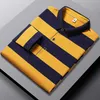 Brand Business Long Sleeve Polo Shirts Men Clothes 2023 Striped Tops Lapel Luxury Clothing Fashion Embroidered Men's Golf Wear 240106
