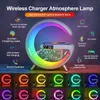 Intelligent LED Lamp Bluetooth Speaker Wireless Charger Atmosphere Alarm Clock For Bedroom Home Decor 240106