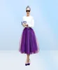 Fashion Regency Purple Tulle Skirts For Women Midi Length High Waist Puffy Formal Party Skirts Tutu Adult Skirts7961602