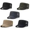 Berets 2024 Classic Flat Top Mens Caps Army Hat Justerbar mössa Summer Summerable Mesh Militära hattar för män