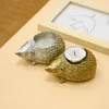 Ljushållare hartsharts Hedgehog Holder Animal Statue Candlestick Decor Ornament för hemmakontoret Bröllopsfest Desktop Drop