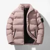 Parkas Winter Jacket Men zagęszcza ciepły płaszcz stojak na kołnierz kurtki solidny kolor Parka Women Fashion Streetwear 240105