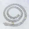 Colliers sur mesure vvs moissanite 10mm, baguette glacée, chaîne de tennis en grappe de diamants