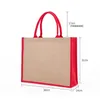 Sac à main en tissu de jute imperméable et écologique sac à provisions portable fourre-tout écologique pour femmes rouges 240106