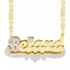 Personalized Necklace Custom Gold Plated Name Teddy Heart XOXO Chain Double Layer Two Tone with 240106