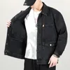 Primavera e outono denim casaco japonês marca highgrade multibolso roupas de trabalho solto grande tamanho jaqueta masculina 240105