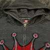 JNCO Толстовка с вышивкой на молнии Пуловер Мужчины Женщины Уличная одежда Повседневная толстовка Мода Ретро Хип-хоп Рок Готическая куртка 240106