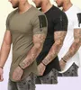 Zomer Casual T-shirts Mannen Mode Rits Mouw O Hals Hip Hop T-shirt Tops Katoenen T-shirts Mannelijke Streetwear Tee effen Kleur Maat M6536026