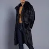 High Street Faux Fur Męska kurtka długa płaszcz zima ciepły przemysł ciężki haute luźne swobodne wiatrówki płaszcze odzieży 240105