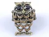 Band Rings Syntetiska Topaz Color Clustered Crystal Rhinestone Brown Happy Justerable Hooting Owl Ringl240105