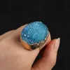 Band Rings 1pc Exquisite Irregular Natural Gemstones with Adjustable Size Water Crystal Cluster Charm and High Quality Ring GiftL240105