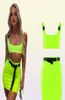 Abito a due pezzi Neon Donna 2 set Colletto quadrato Fibbia a taglio basso Top corto senza schienale Cintura in vita Gonna chic Autunno Strada Pz Abiti7586405