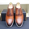 Classique hommes Oxford en cuir véritable à la main à lacets chaussures décontractées pour hommes solide casquette orteil baskets mâle extérieur quotidien chaussures