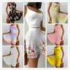 Vestidos de trabalho moda feminina impressão saia curta conjunto de duas peças suspensórios lazer feminino saias plissadas terno conjuntos de correspondência senhora escritório