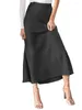 Rokken Vonda 2024 Elegant Office Vrouwen Lange Maxi Satijn Zijde Mode Bodems Effen Geplooide Losse Hoge Taille Verstoorde Party