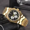 Top Mens 1853 Saat Tasarımcısı Lüks Kuvars Hareketi PRX İZLEMELERİ Yüksek Nitelikli Gül Altın Boyutu 42mm Paslanmaz Çelik Kayış Safir Orologio