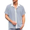 Mäns casual skjortor Mens Kort ärmskjorta Färg Matchande LAPEL -knapp BLOUSES SOMMER 2024 SALE Turnown Collar Loose For Man Camisa