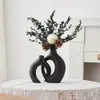 ノルディックリビングルームテーブル装飾的な花瓶インテリアセラミック花瓶の家の装飾アートデスク装飾品の花ボトルギフト240106