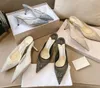 Pumps mit spitzer Zehenpartie, Strassverzierung, Kitten-Heels, Pantoletten, Hausschuhe, High Heels, Sommer und Frühling, Luxus-Designer-Sandalen für Damen mit Box