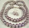Fine 89mm Natural Muscatel purple grapes Pearl Necklace Bracelet Earrings Set4576437