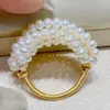 Bandringen Gratis verzending Hot Sell Designer oversized Lady Cluster Ring High Luster Small Real Pearl Natural White Color Beads Sieraden Giftl240105