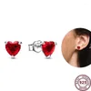 Studörhängen S925 Sterling Silver Shining Wave Red Love For Women Diy High Quality Selling Smycken