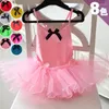 Stage Wear 8 colori Bambini Adolescente Spaghetti Strap Ballerino di danza classica Ginnastica Body Tutu di danza Vestito per ragazze Ballerina Classe Dancewear