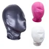 БДСМ головной убор для бондажа, мягкая регулируемая искусственная кожа, капюшон, закрытая маска, открытое отверстие для носа, эротические секс-игрушки, раб, ролевая игра 240106
