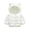 Manteau en duvet 1 2 3 4 5 ans hiver bébé filles veste couleur unie brillant garder au chaud petite princesse à capuche fermeture éclair vêtements d'extérieur enfants vêtements