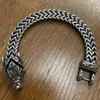 Nordic Viking Bracelet for Men Vintage Wolf Head Scandinavian Men's 12MM Width SSteel Square Franco Link Curb Chain 240105