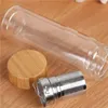 350/450Ml Double Wall Glass Water Infuser Office Tea Cup Stainless Steel Filters Bamboo Lid Travel Drinkware 240105