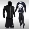 Ropa deportiva de compresión para hombre, trajes, mallas para gimnasio, ropa de entrenamiento, conjunto de entrenamiento para correr deportes, chándal para correr Rashguard para hombre 240106