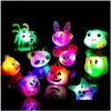 Autres fournitures de fête de fête 3D Halloween Light Up Ring Jouets Cartoon Finger Glowing Fun pour les enfants Adts Événement Favoris Drop Livraison H Dhn07