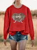 Dames Hoodies Olifant Pailletten Sweatshirt Vrouw Vintage Rode Dieren Trui Leuke Trui Casual Truien