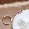 Bandringar Natural Oval Tourmaline Solid 925 Sterling Silver Cluster Ring Wonderful Colorl240105